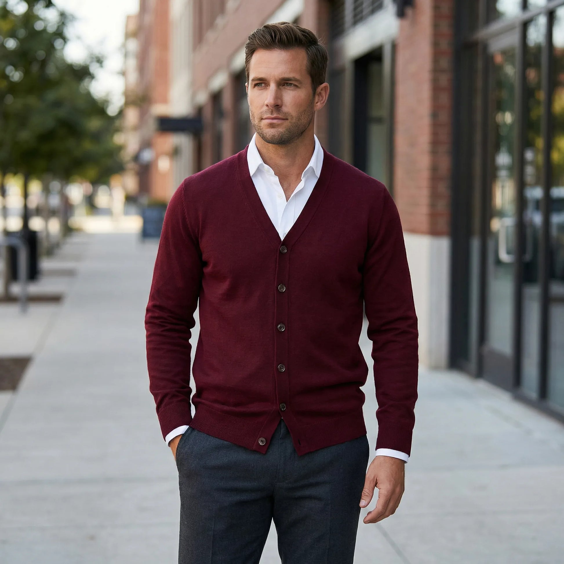 Fitted V-Neck Cardigan - Gino
