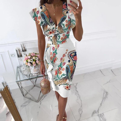 Fitted V-Neck Dress - Faye