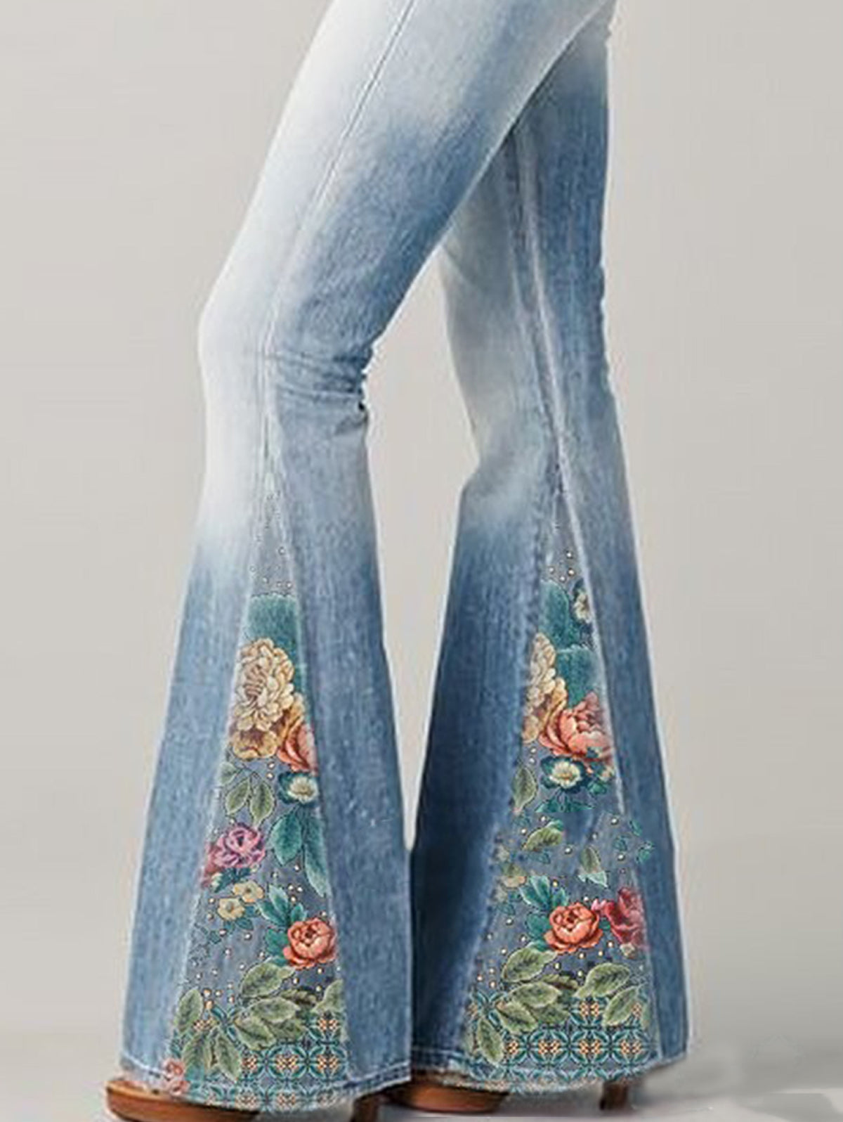 Flared Jeans With Floral Print - Deanna