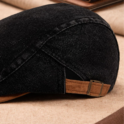 Men's Flat Cap | Retro Denim Newsboy Hat 9
