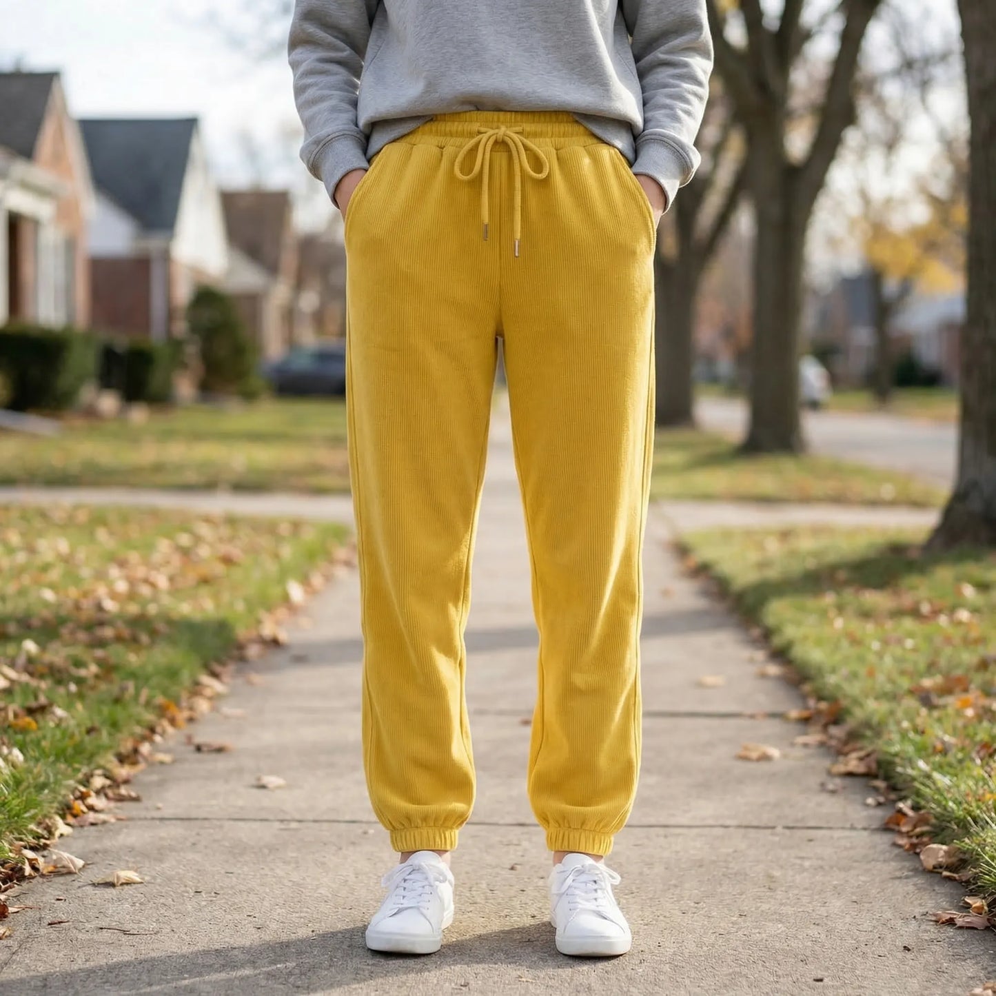 Fleece-Lined Ankle-Length Jogger Trousers - Margie