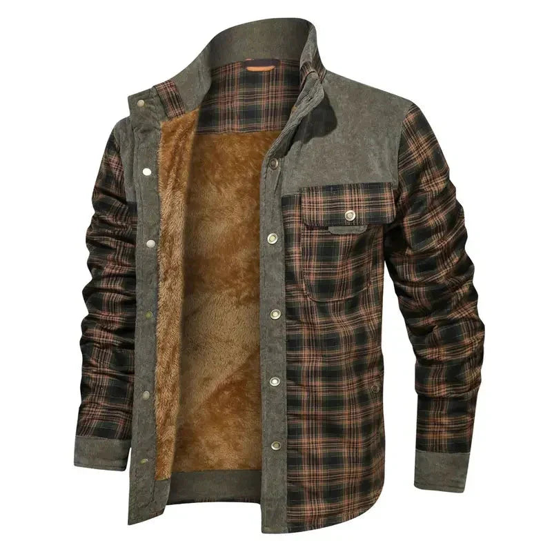Fleece-Lined Plaid Shirt Jacket For Men - Glenn