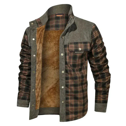 Fleece-Lined Plaid Shirt Jacket For Men - Glenn