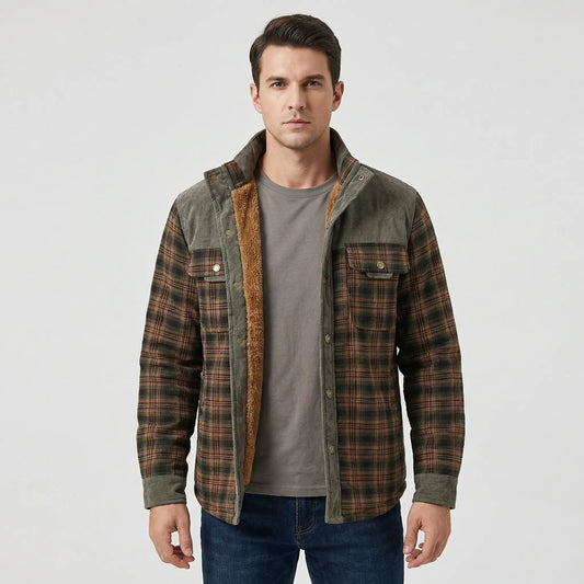 Fleece-Lined Plaid Shirt Jacket For Men - Glenn