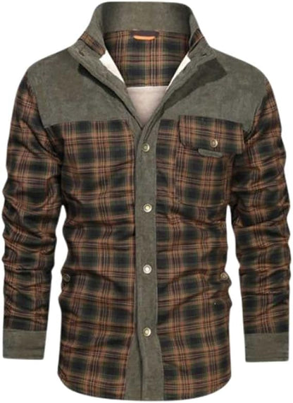 Fleece-Lined Plaid Shirt Jacket For Men - Glenn