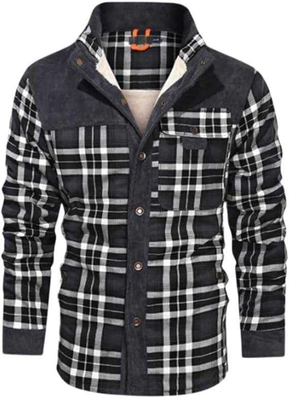 Fleece-Lined Plaid Shirt Jacket For Men - Glenn