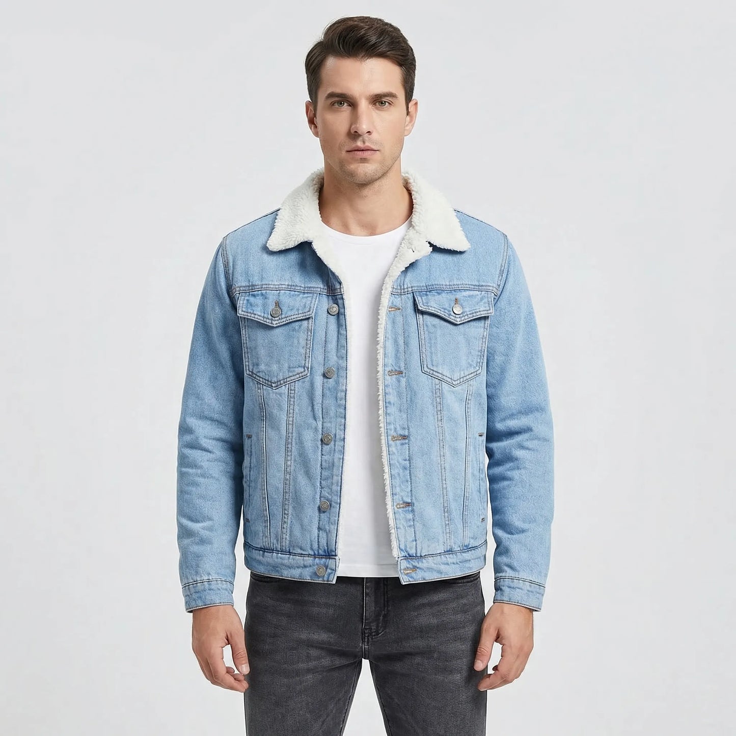 Fleece-Lined Retro Denim Jacket - Samuel
