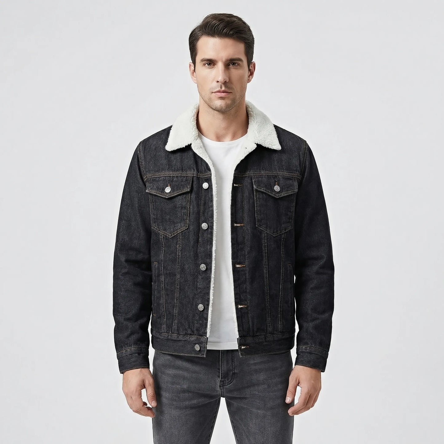 Fleece-Lined Retro Denim Jacket - Samuel