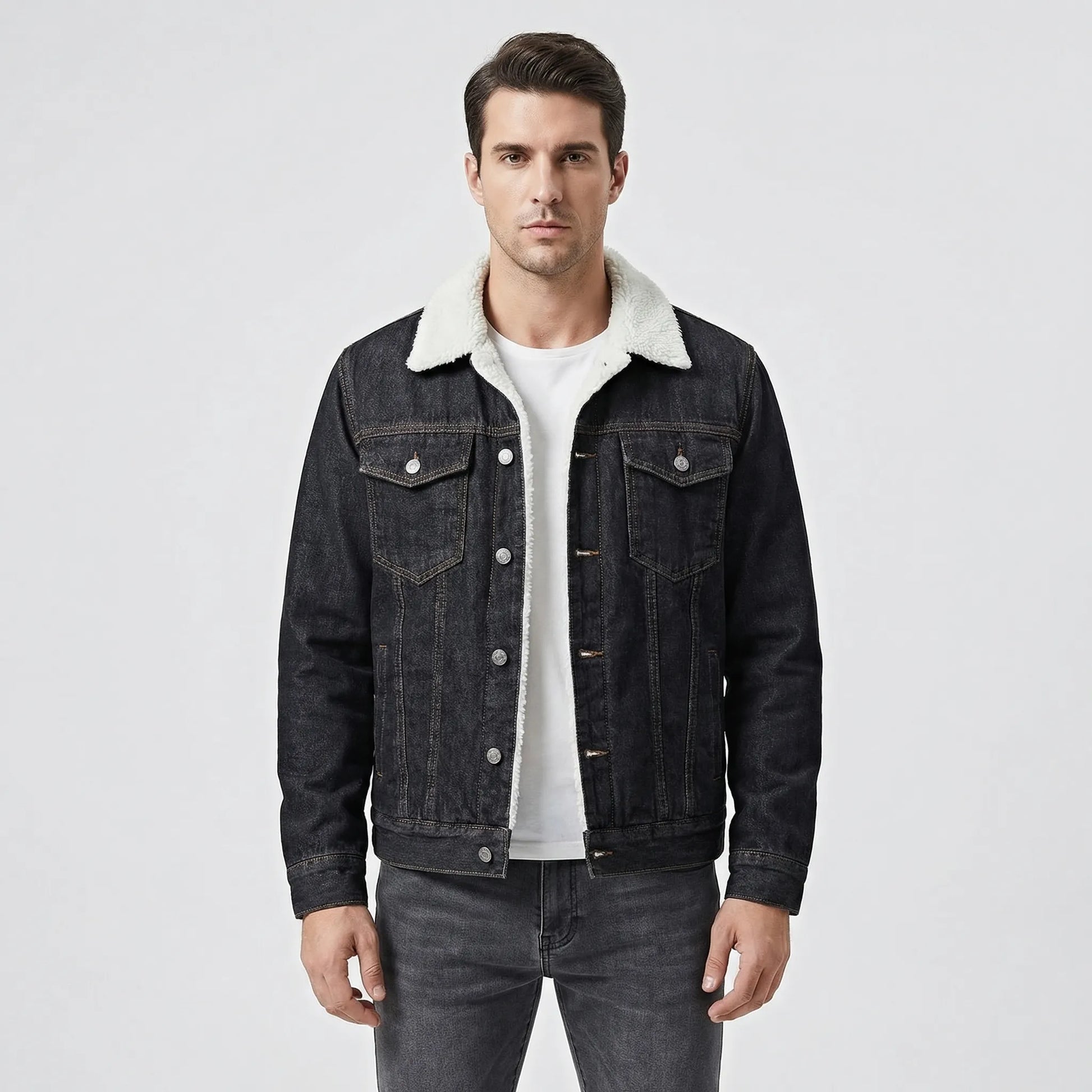 Fleece-Lined Retro Denim Jacket - Samuel