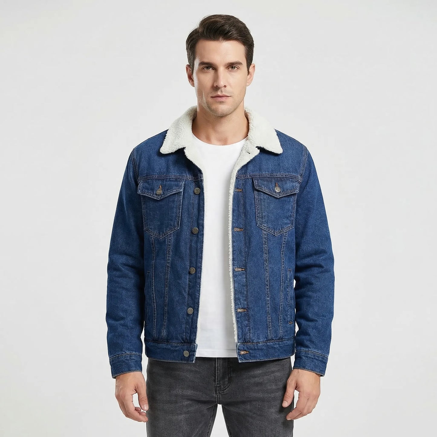 Fleece-Lined Retro Denim Jacket - Samuel