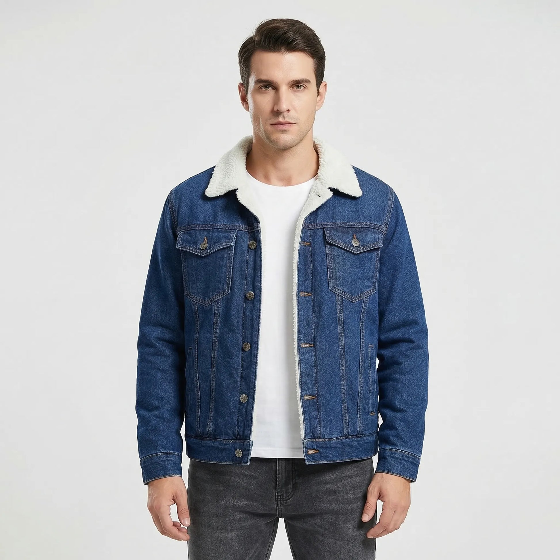 Fleece-Lined Retro Denim Jacket - Samuel