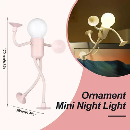 Pink figure light with its height and width dimensions marked, plus a cream one climbing a screen 11