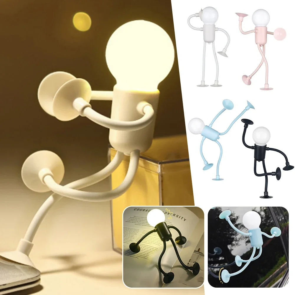 Close-up of a cream figure light holding a box, with colour options and uses shown alongside 2