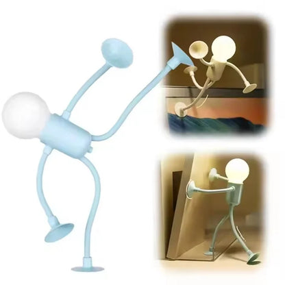 Pale blue figure light in a high-kick pose, with two smaller photos showing it climbing and pushing 25