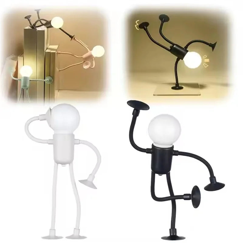 Collage of white and black figure lights in different poses, with lit examples above 5