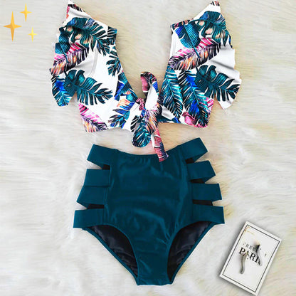 Bikini set with frill top and high‑waisted bottoms – Zaya