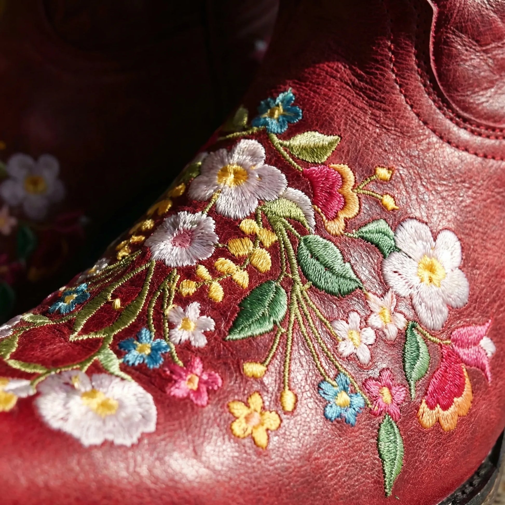 Floral Embroidered Western Ankle Boot - Lisa