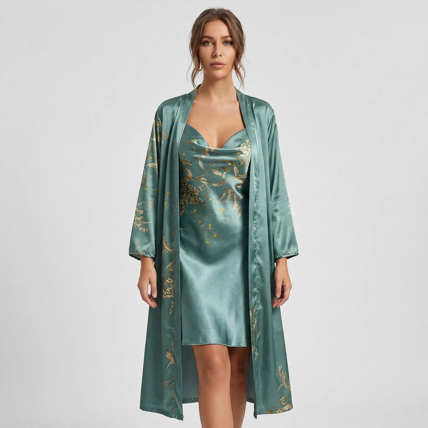 Floral Print Kimono And Slip Dress Set - Thelma