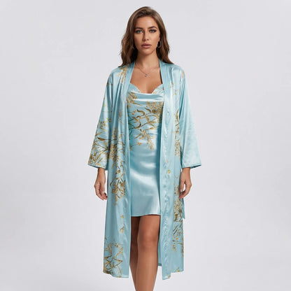 Floral Print Kimono And Slip Dress Set - Thelma