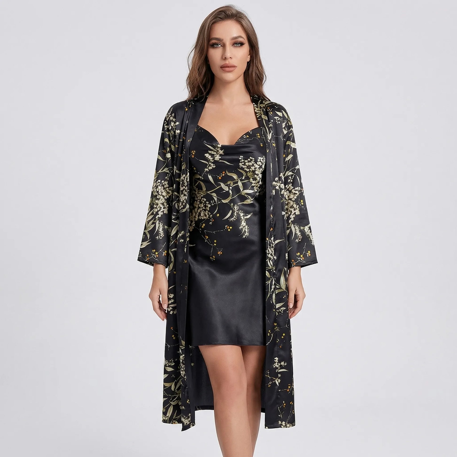 Floral Print Kimono And Slip Dress Set - Thelma