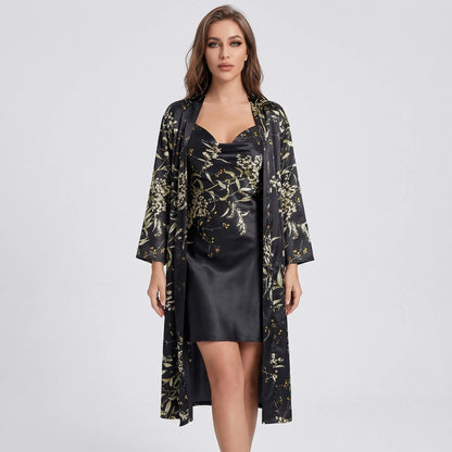 Floral Print Kimono And Slip Dress Set - Thelma