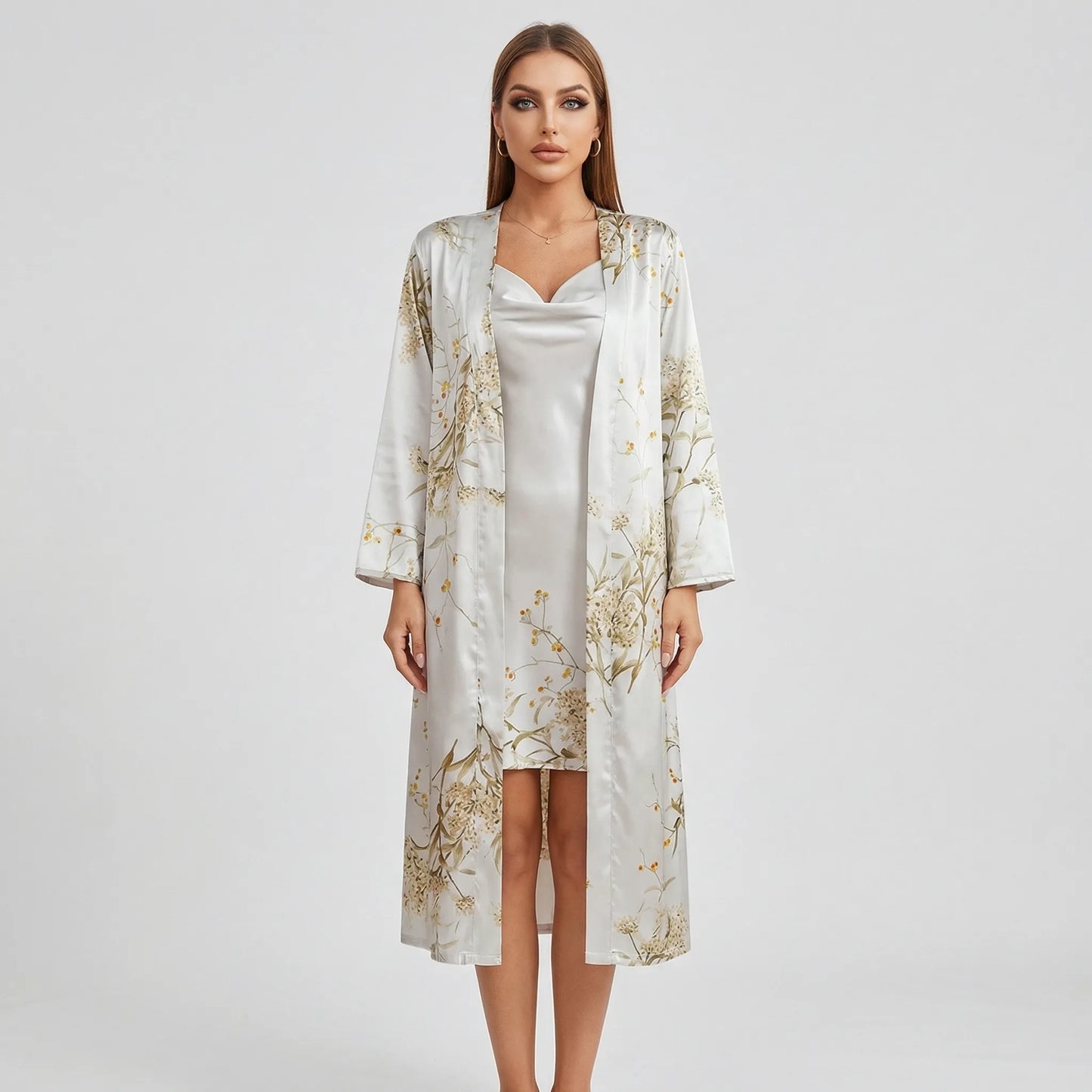 Floral Print Kimono And Slip Dress Set - Thelma