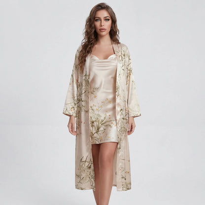 Floral Print Kimono And Slip Dress Set - Thelma