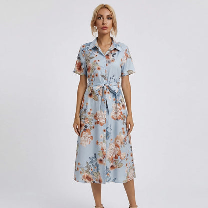 Floral Print Midi Shirt Dress - Tami
