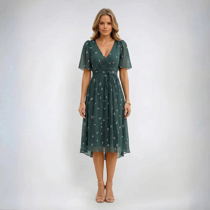 Floral Print Wrap-Style Midi Dress - Geraldine