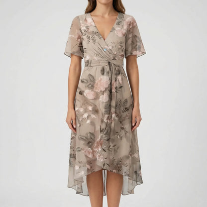 Floral Print Wrap-Style Midi Dress - Geraldine
