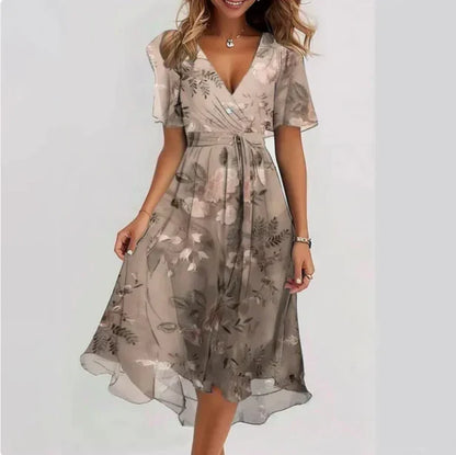 Floral Print Wrap-Style Midi Dress - Geraldine