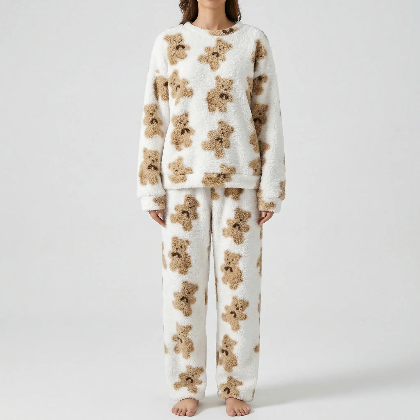 Fluffy Bear Print Pyjama Set - Alexandra