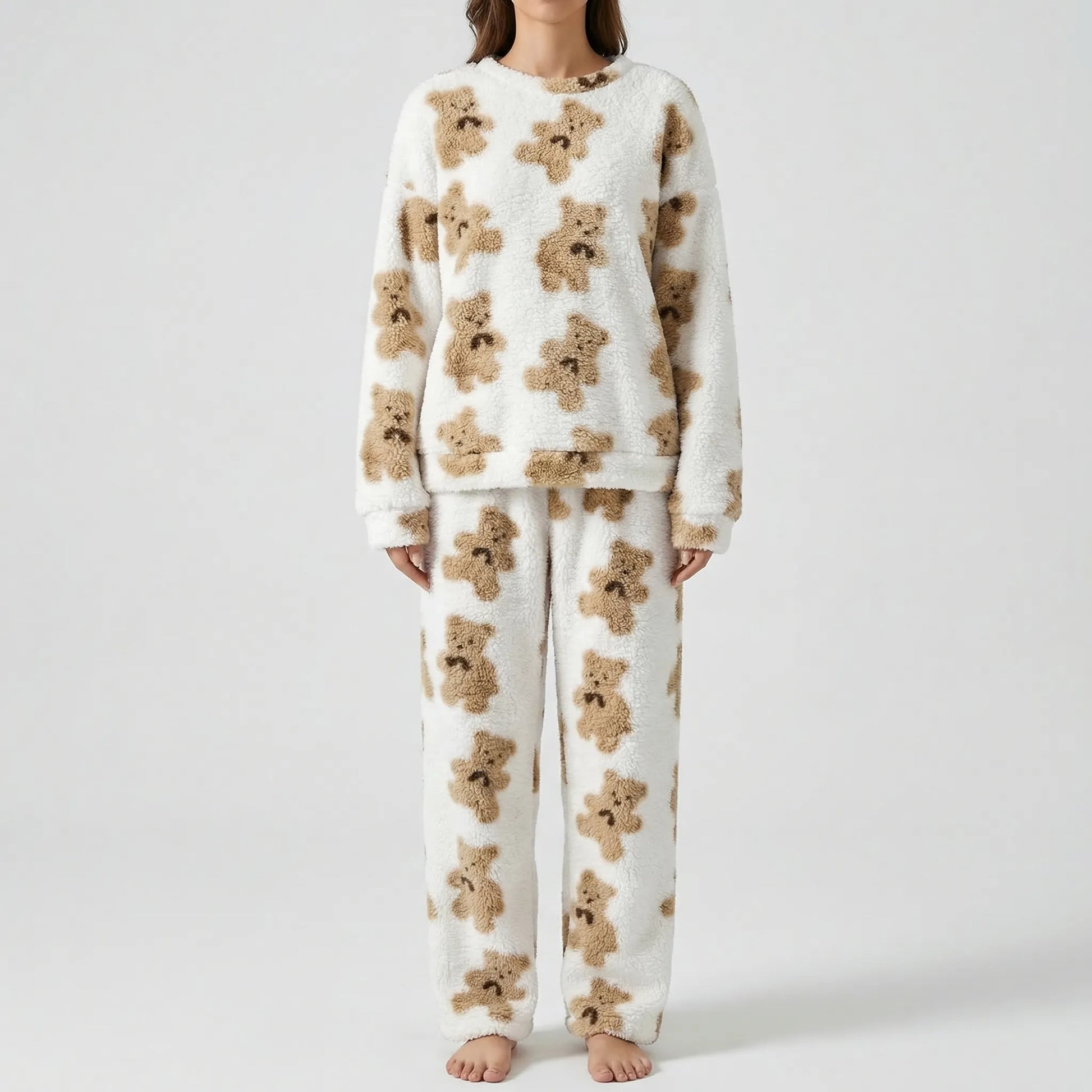 Fluffy Bear Print Pyjama Set - Alexandra