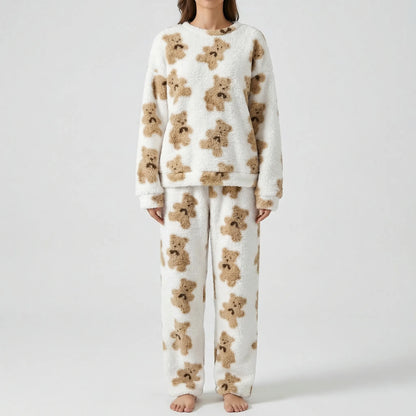 Fluffy Bear Print Pyjama Set - Alexandra