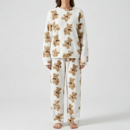 Fluffy Bear Print Pyjama Set - Alexandra