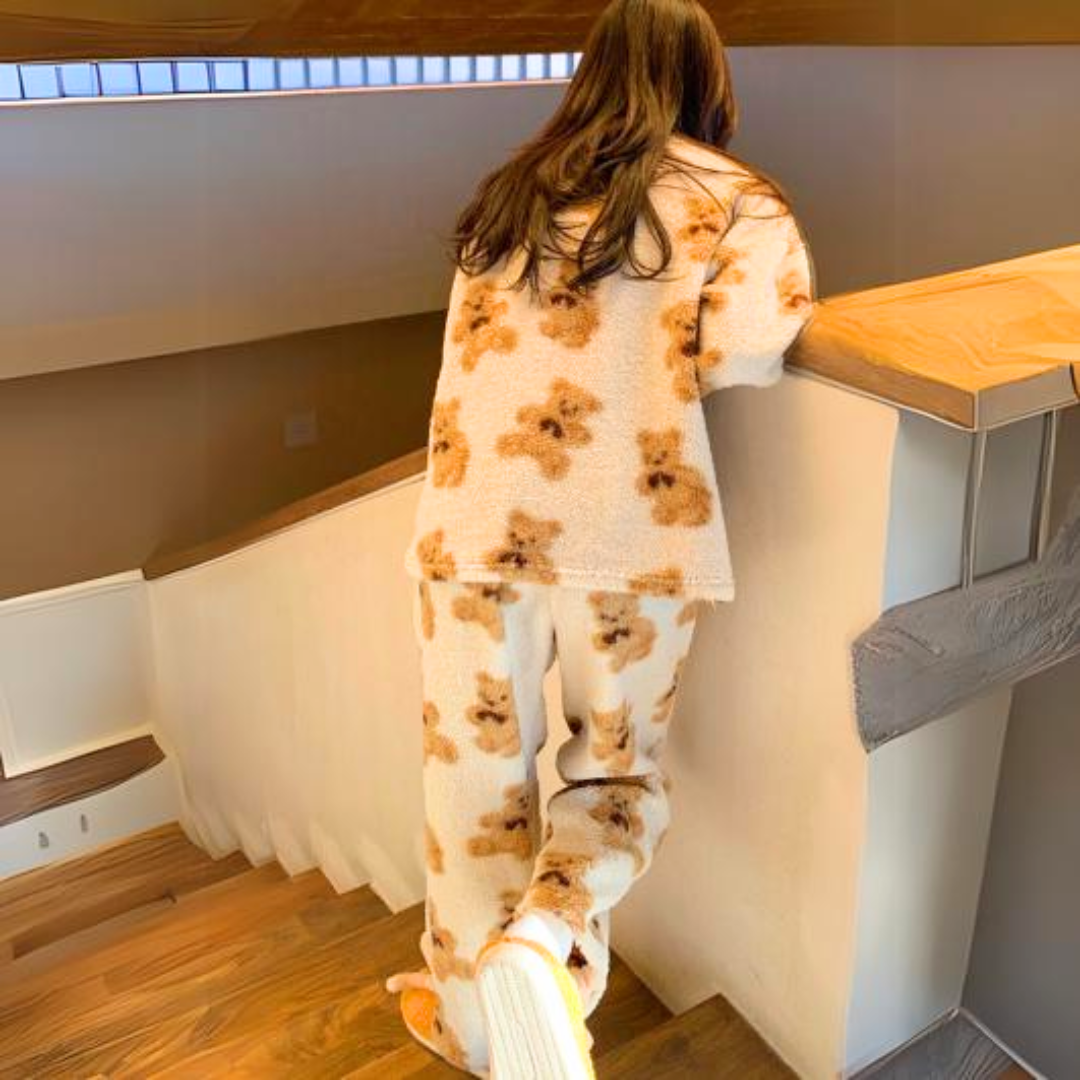 Fluffy Bear Print Pyjama Set - Alexandra