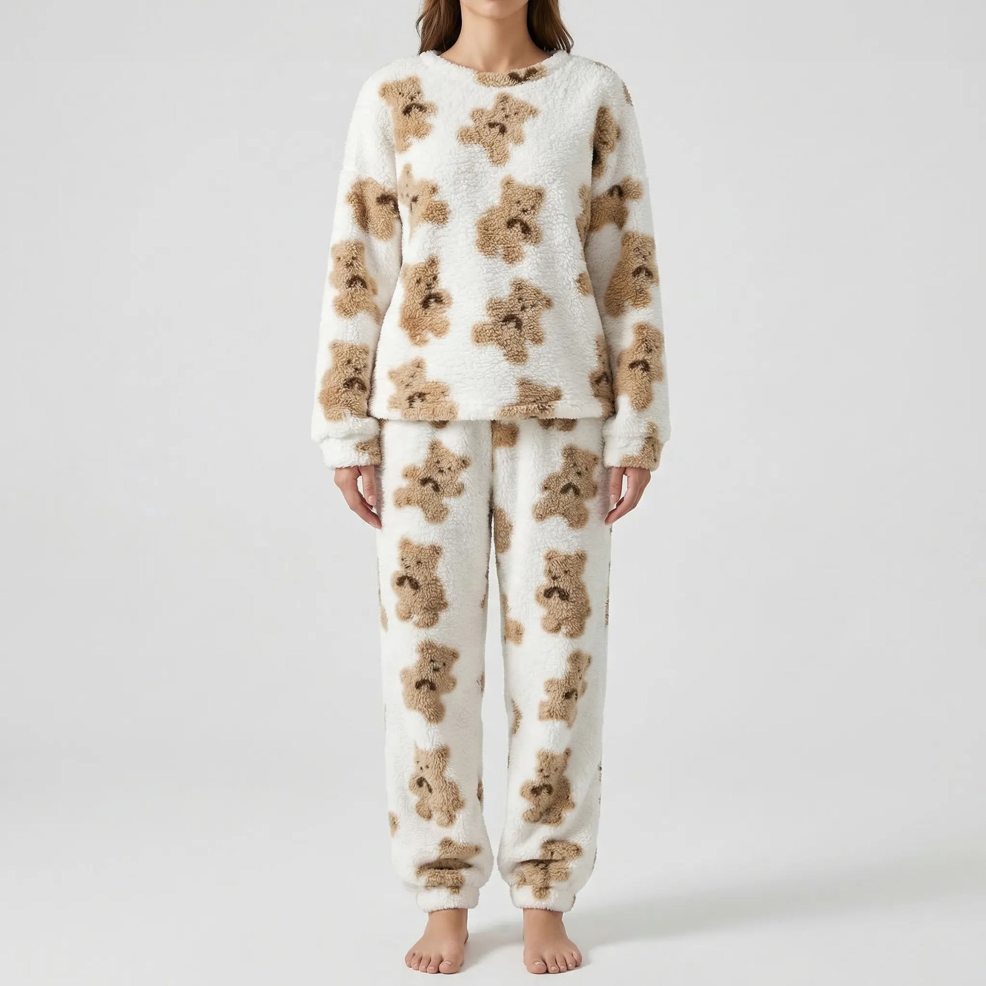 Fluffy Bear Print Pyjama Set - Alexandra