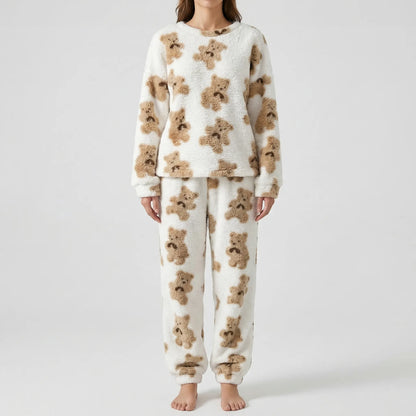 Fluffy Bear Print Pyjama Set - Alexandra