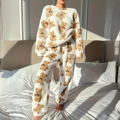 Fluffy Bear Print Pyjama Set - Alexandra