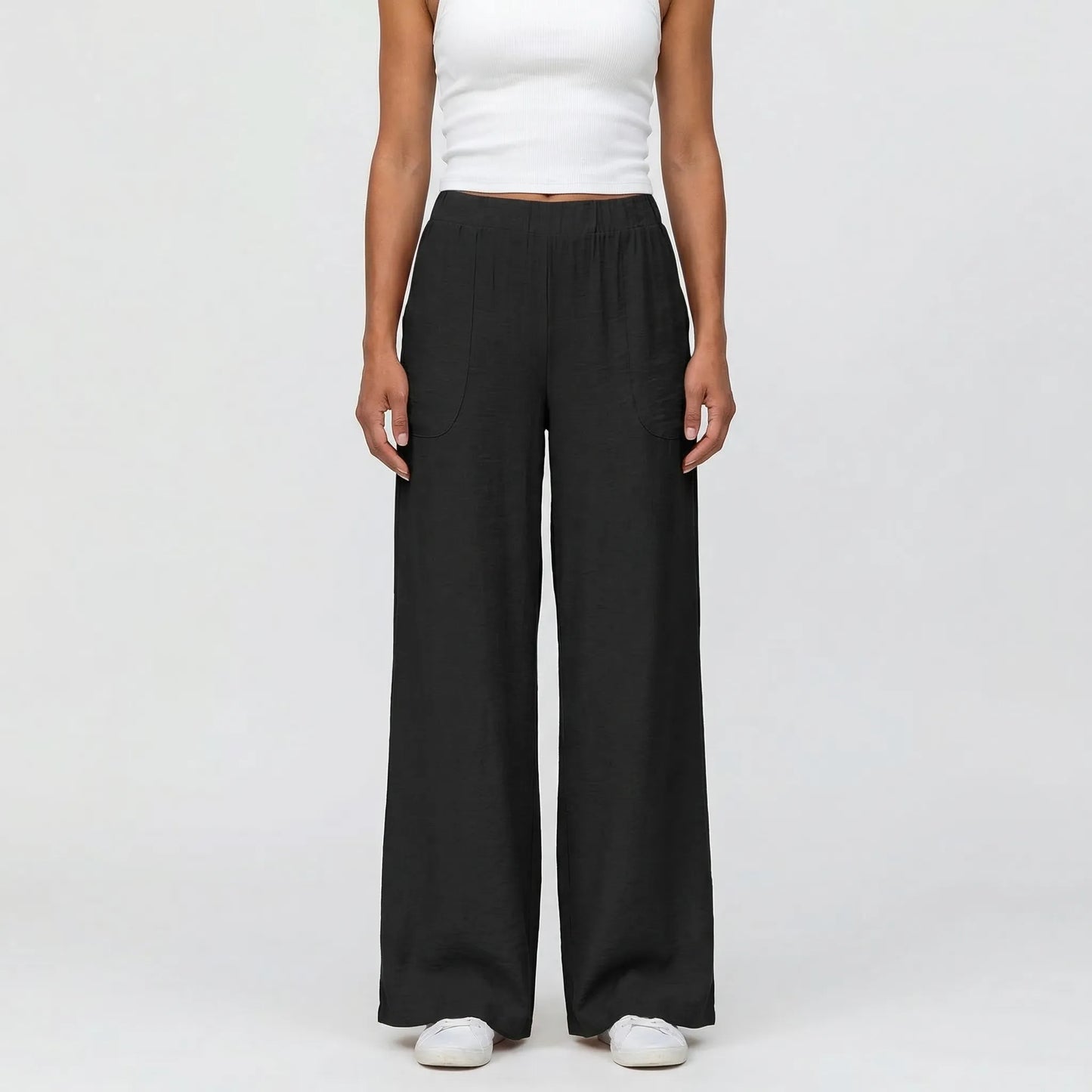 Full-Length Wide-Leg Casual Trousers - Renee