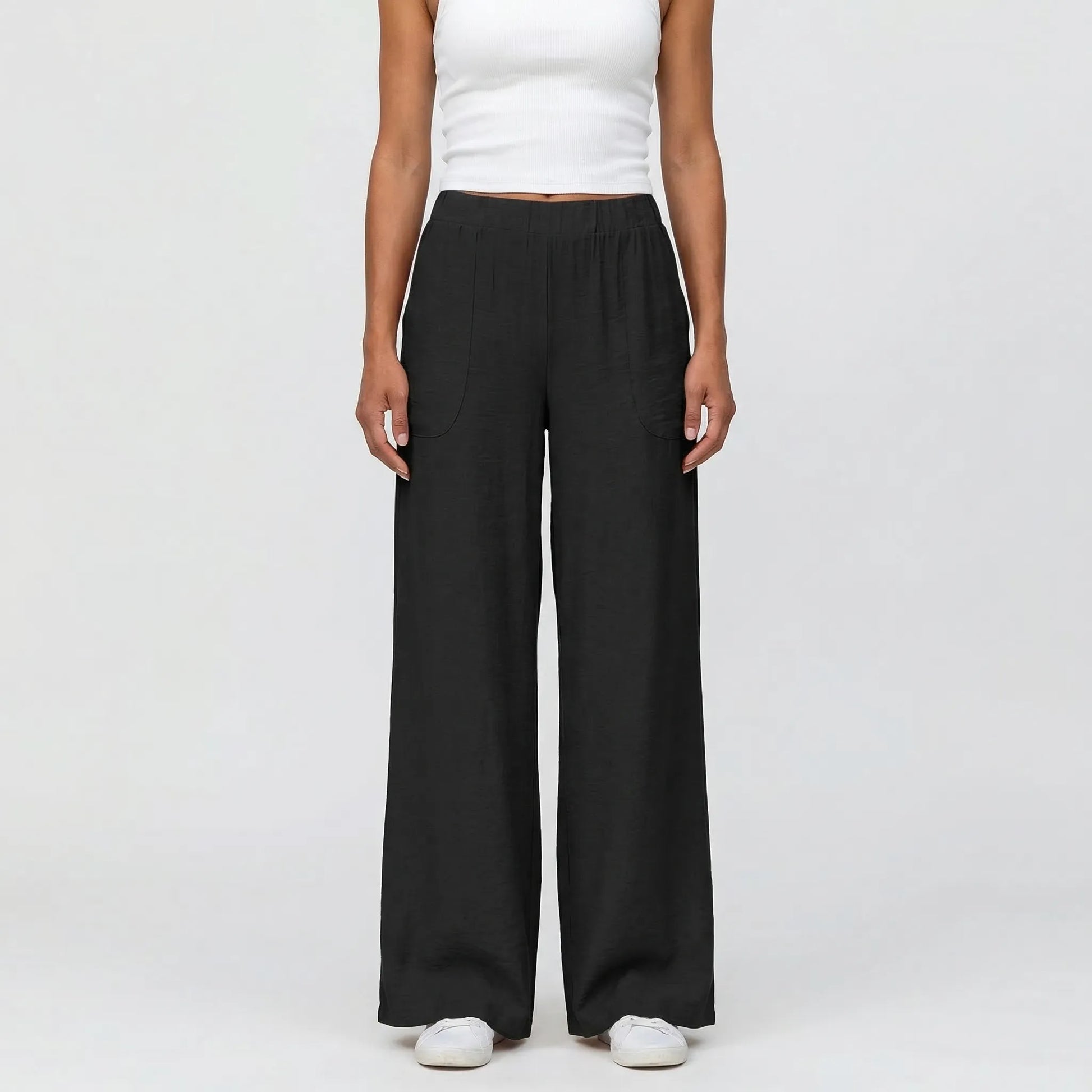 Full-Length Wide-Leg Casual Trousers - Renee