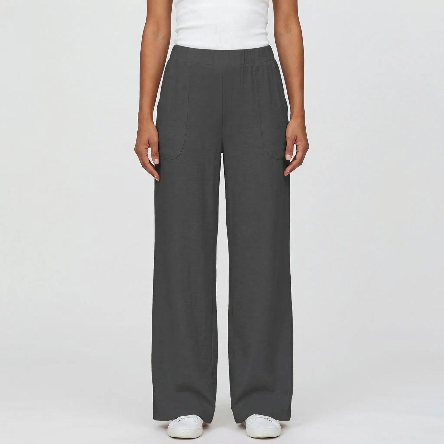 Full-Length Wide-Leg Casual Trousers - Renee