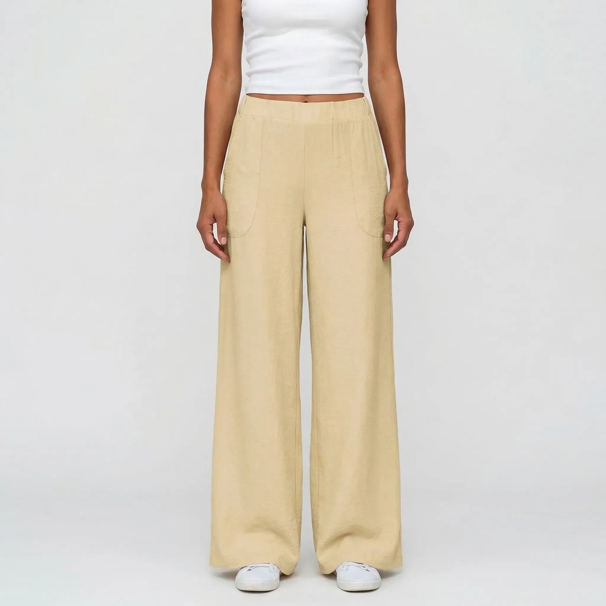 Full-Length Wide-Leg Casual Trousers - Renee