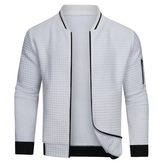 Full-Zip Textured Grid Cardigan - Mitchell