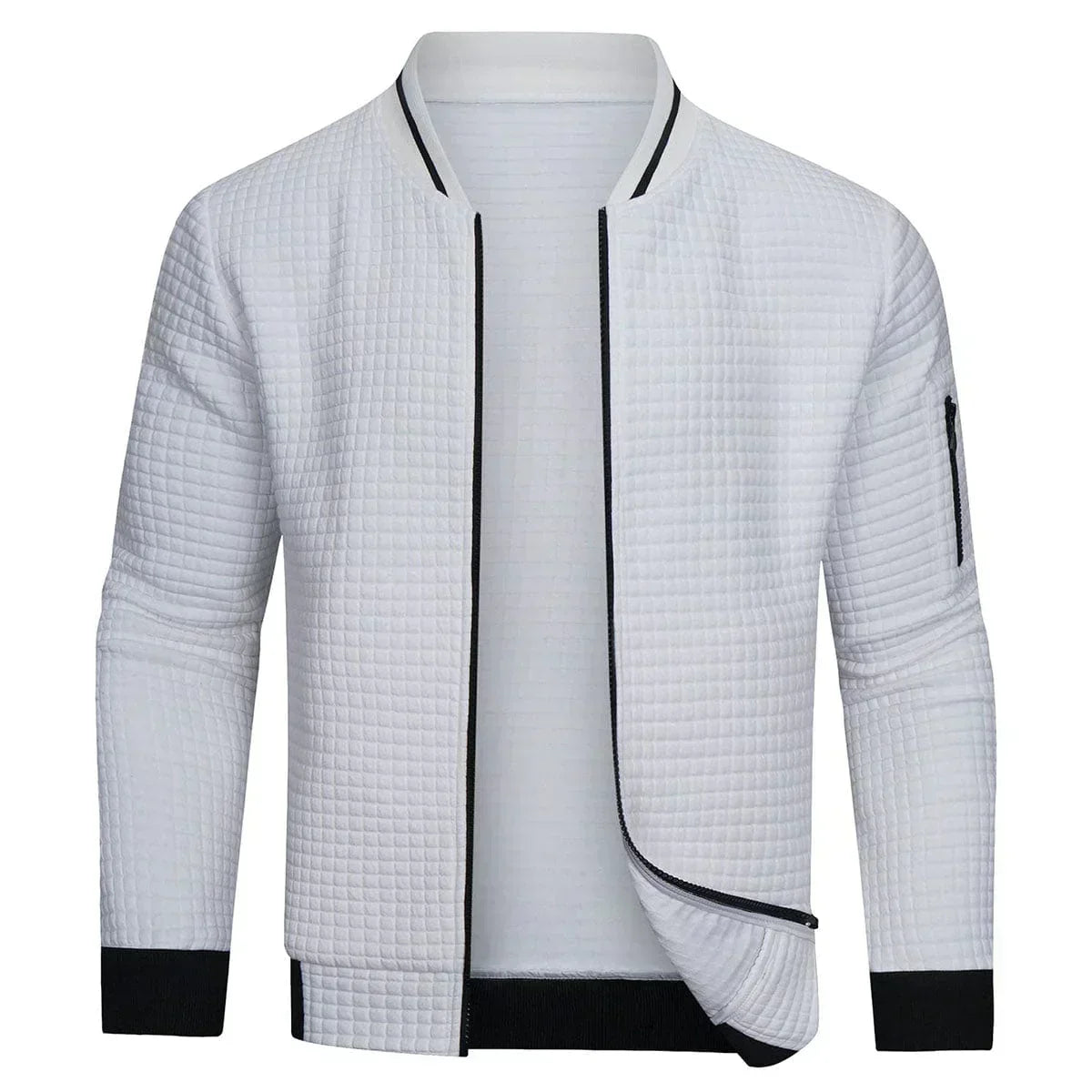 Full-Zip Textured Grid Cardigan - Mitchell