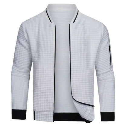 Full-Zip Textured Grid Cardigan - Mitchell