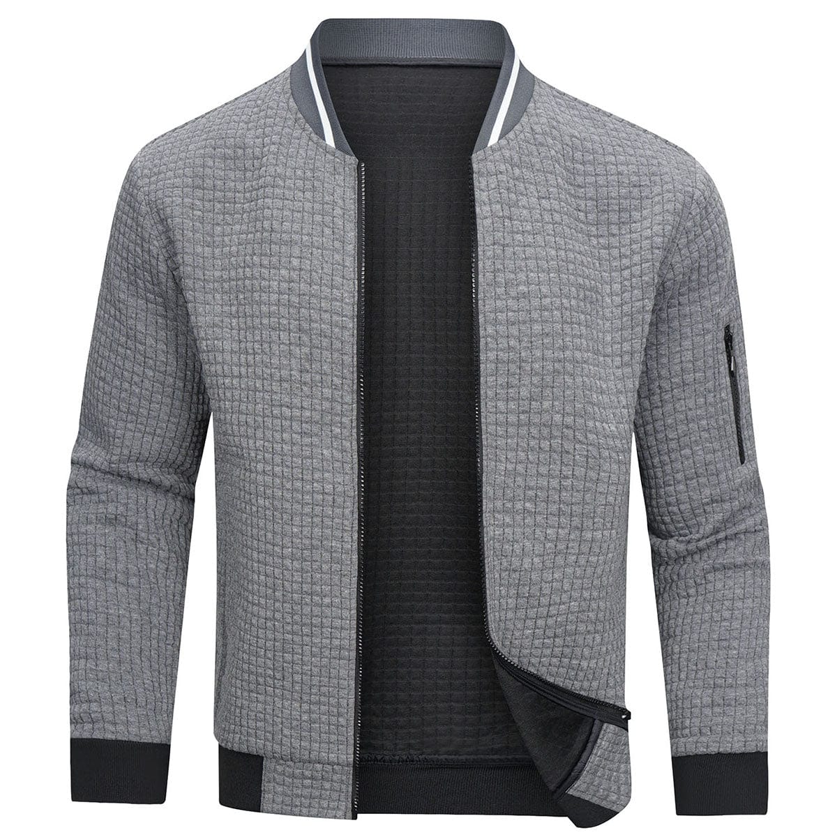 Full-Zip Textured Grid Cardigan - Mitchell