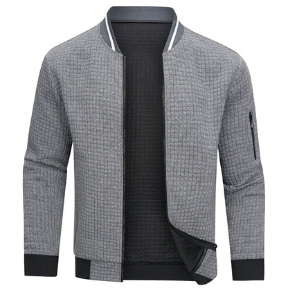 Full-Zip Textured Grid Cardigan - Mitchell