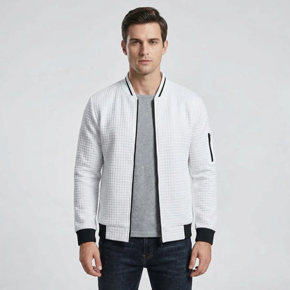 Full-Zip Textured Grid Cardigan - Mitchell