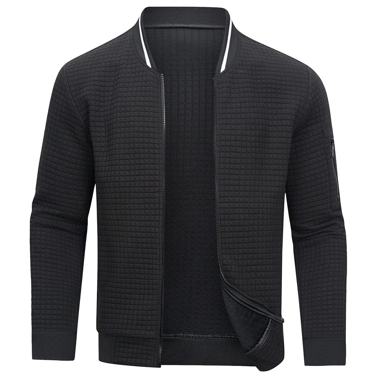 Full-Zip Textured Grid Cardigan - Mitchell